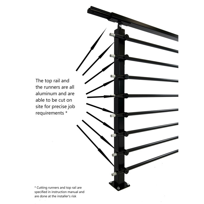 Concept Fusion Modern Horizontal Adjustable Railing Banister System for Staircases Balconies and